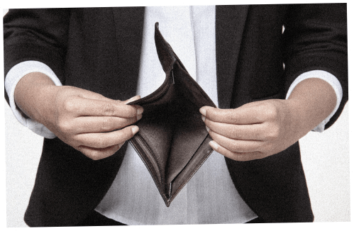 Person holding empty wallet